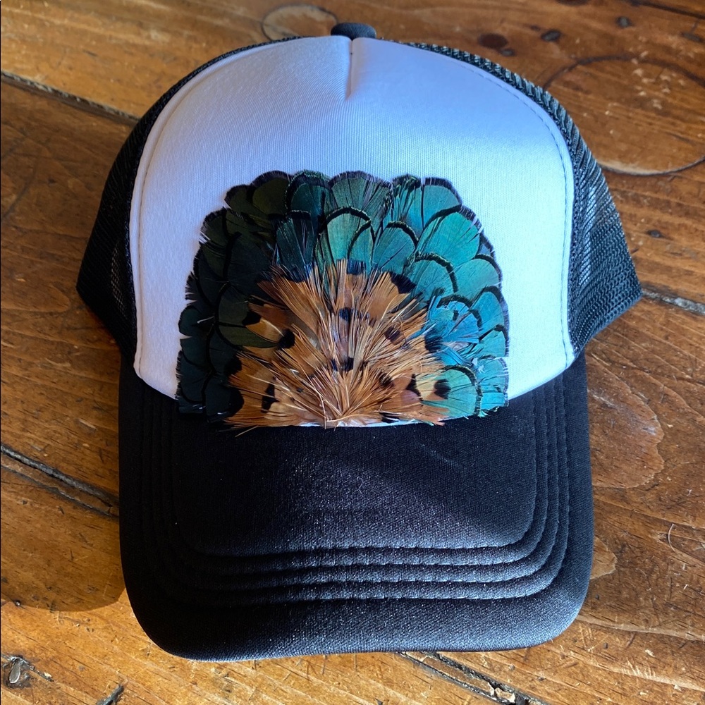 Black Feather Trucker Hat